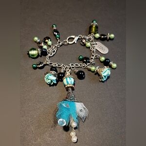 Handmade Charming Silver and Blue Beaded Bracelet